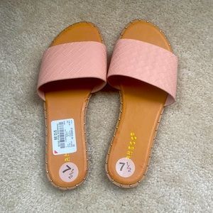New With Tag, Size 7 1/2 pink slip on flat shoes